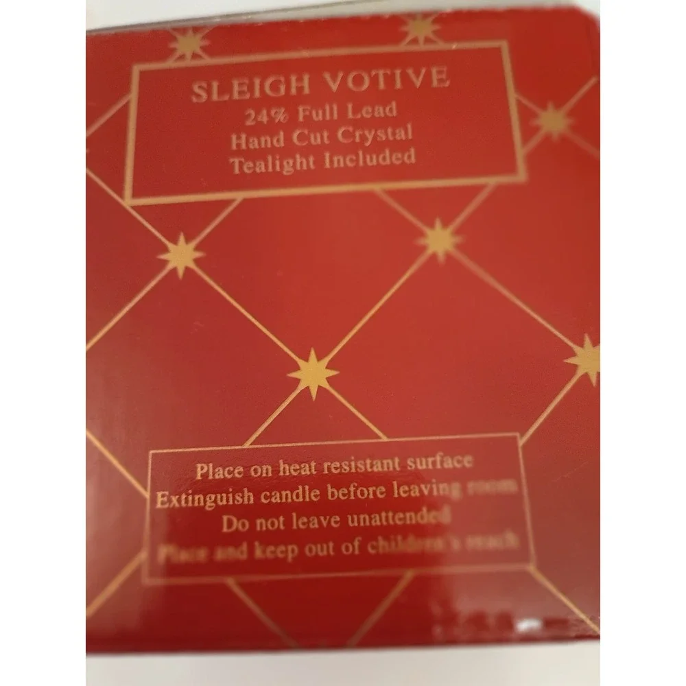 Home for the Holidays Crystal Sleigh Votive Holder 24% Lead Hand Cut Czech 1997
